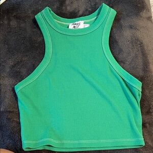 Princess Polly Green Ribbed Crop Top